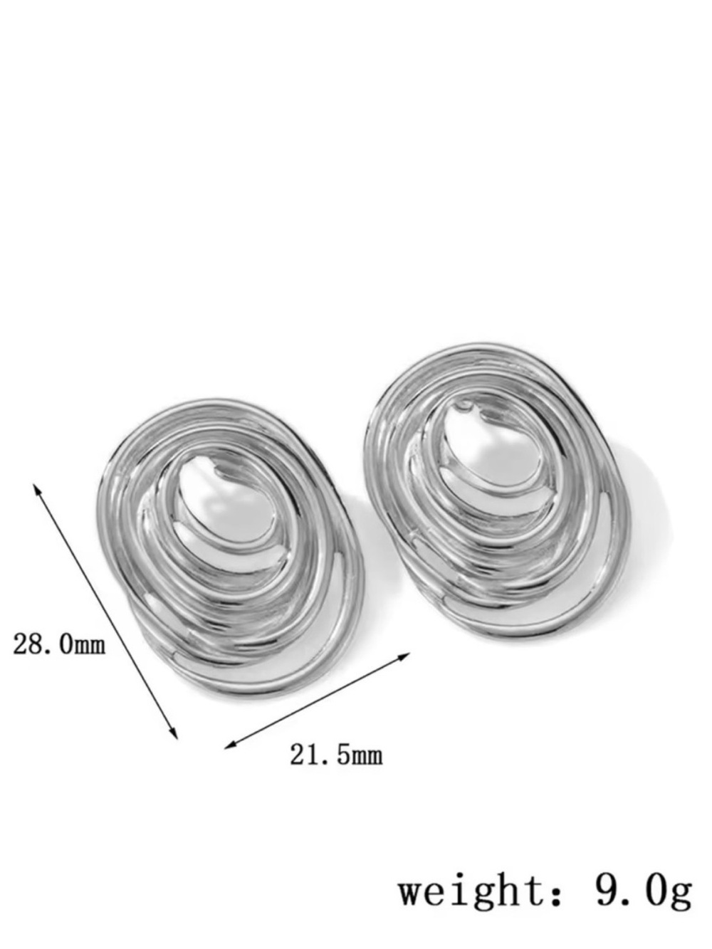 Silver Swirl Earrings Stainless Steel - Picture 4 of 4